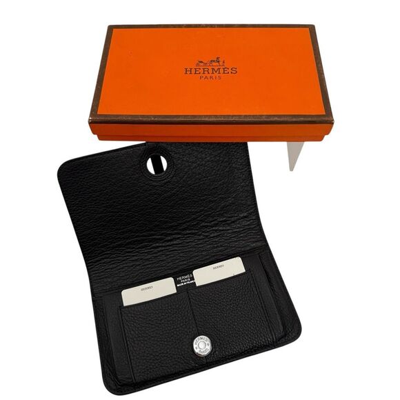 Hermes Paris NWT Authentic Black Leather Dogon Duo Wallet - Picture 3 of 11